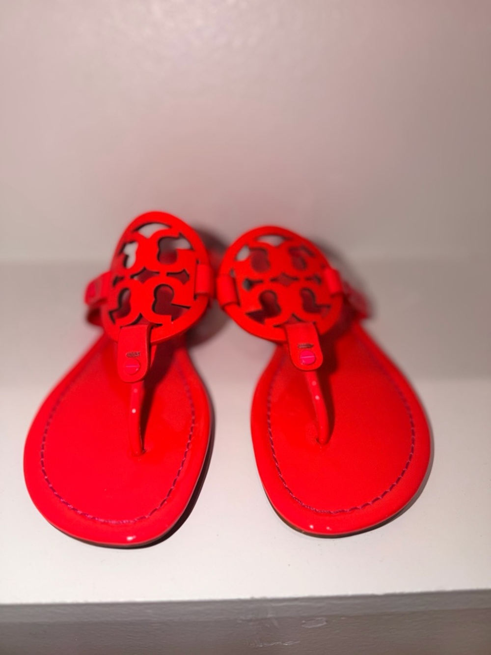 Tory Burch fluorescent fuchsia patent leather   Miller Sandals 9.5